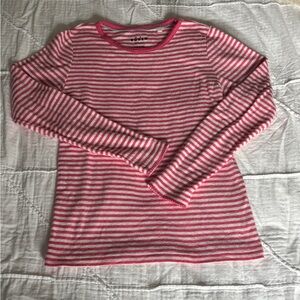 Boden Pink and White Striped Long Sleeve Tee